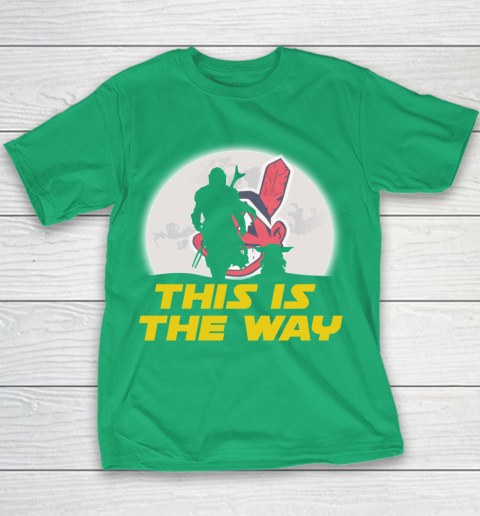 Cleveland Indians MLB Baseball Star Wars Yoda And Mandalorian This Is The Way Youth T-Shirt 3