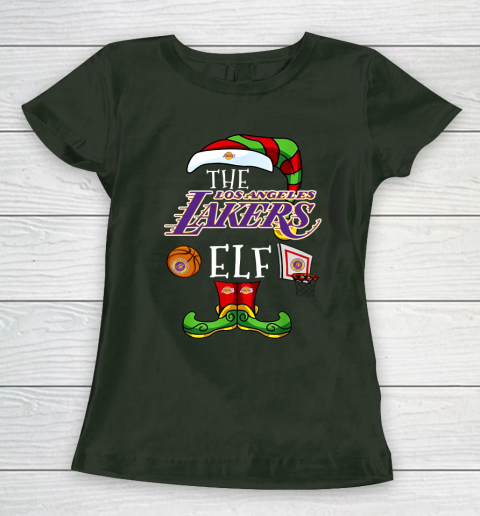 Los Angeles Lakers Christmas ELF Funny NBA Women's T-Shirt 4