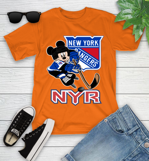 NHL New York Rangers Mickey Mouse Disney Hockey T Shirt Youth T-Shirt 19