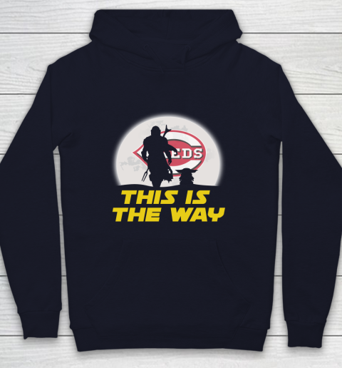 Cincinnati Reds MLB Baseball Star Wars Yoda And Mandalorian This Is The Way Youth Hoodie 2
