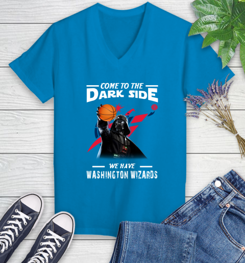 NBA Come To The Dark Side We Have Washington Wizards Star Wars Darth Vader Basketball Women's V-Neck T-Shirt 7