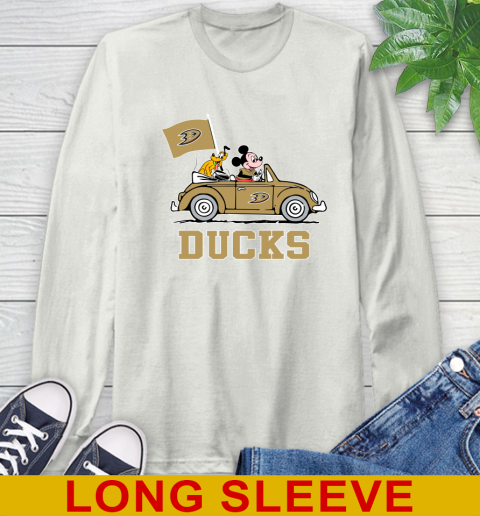 NHL Hockey Anaheim Ducks Pluto Mickey Driving Disney Shirt Long Sleeve T-Shirt 12