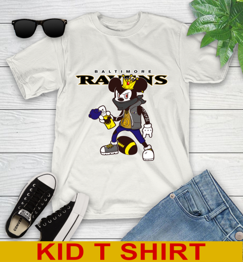Baltimore Ravens NFL Football Mickey Peace Sign Sports Youth T-Shirt