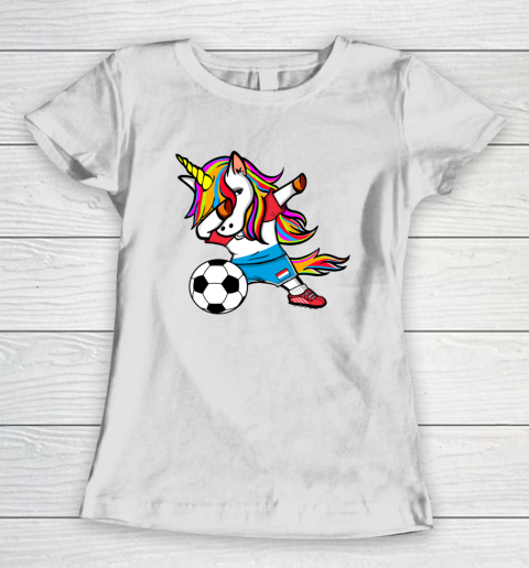 Dabbing Unicorn Luxembourg Football Luxembourg Flag Soccer Women's T-Shirt