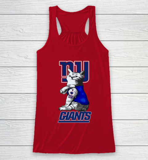NFL Football My Cat Loves New York Giants Racerback Tank 4