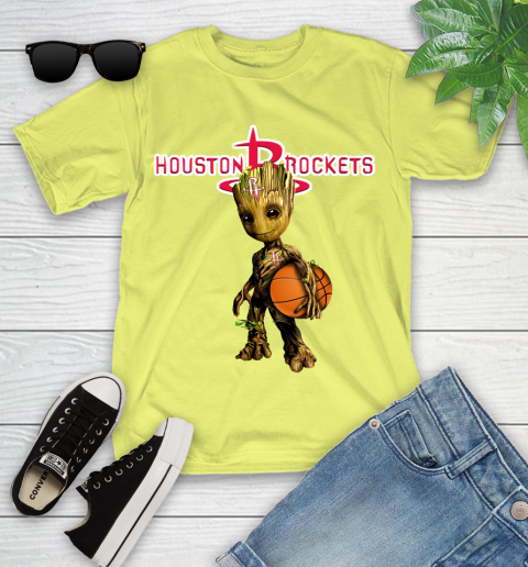 Houston Rockets NBA Basketball Groot Marvel Guardians Of The Galaxy Youth T-Shirt 8