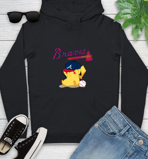 MLB Pikachu Baseball Sports Atlanta Braves Youth Hoodie 2