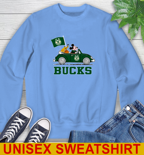 NBA Basketball Milwaukee Bucks Pluto Mickey Driving Disney Shirt Sweatshirt 11