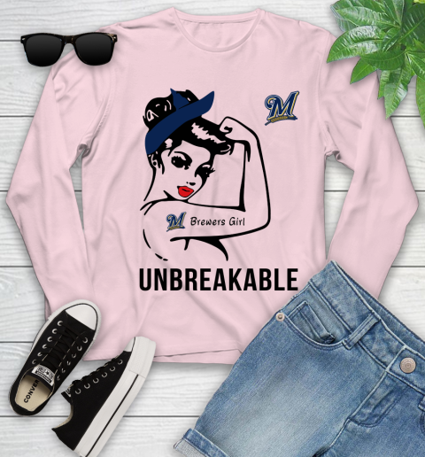MLB Milwaukee Brewers Girl Unbreakable Baseball Sports Youth Long Sleeve 8 MLB Milwaukee Brewers Girl Unbreakable Baseball Sports Youth Long Sleeve - Image 8