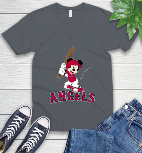 MLB Baseball Los Angeles Angels Cheerful Mickey Mouse Shirt V-Neck T-Shirt 5