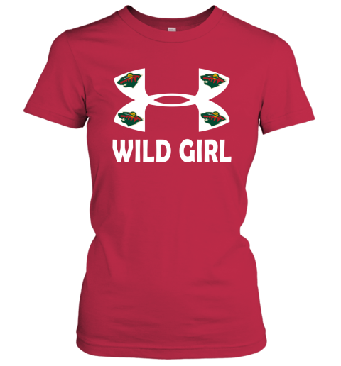 NHL Minnesota Wild Girl Under Armour Hockey Sports nKts5xDByyt ladies t shirt 20 95 151514 front red