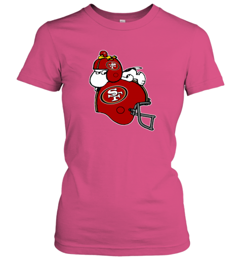 two7 snoopy and woodstock resting on san francisco 49ers helmet ladies t shirt 20 front heliconia