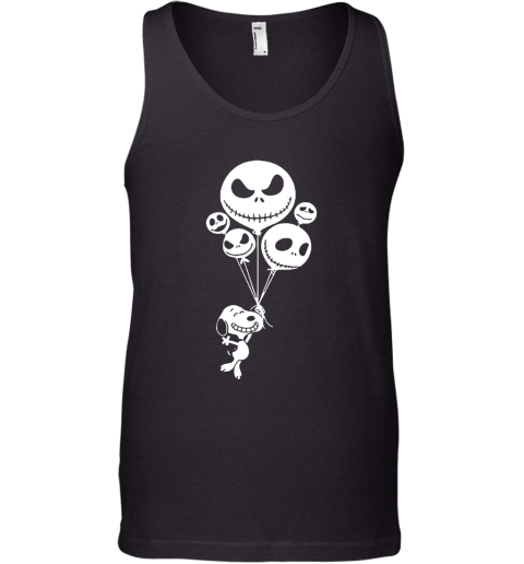 Snoopy Flying Up With Jack Skellington Balloons Tank Top