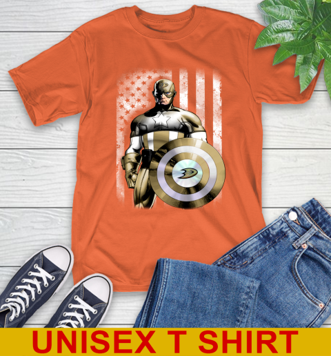 Anaheim Ducks NHL Hockey Captain America Marvel Avengers American Flag Shirt T-Shirt 4
