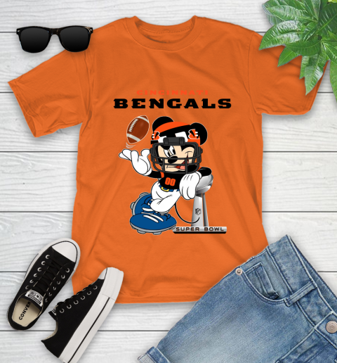 NFL Cincinnati Bengals Mickey Mouse Disney Super Bowl Football T Shirt Youth T-Shirt 7