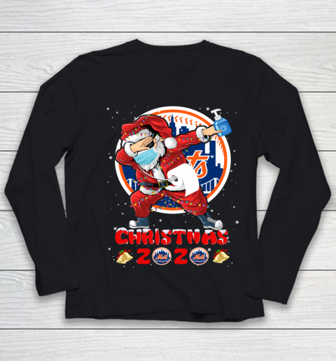 New York Mets Funny Santa Claus Dabbing Christmas 2020 MLB Youth Long Sleeve