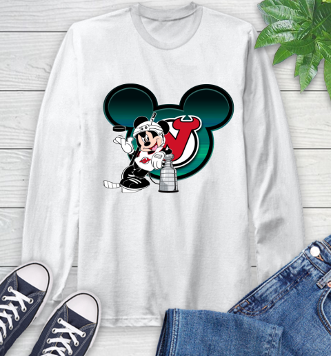 NHL New Jersey Devils Stanley Cup Mickey Mouse Disney Hockey T Shirt Long Sleeve T-Shirt