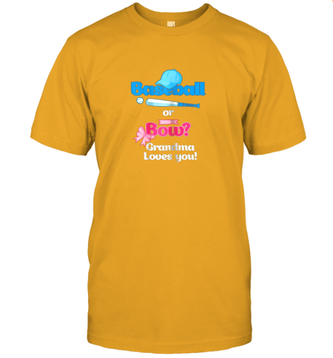 jb2e baseball or bows gender reveal shirt grandma loves you jersey t shirt 60 front gold