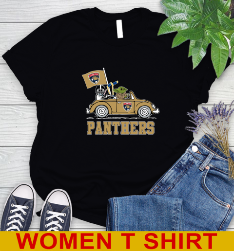 NHL Hockey Florida Panthers Darth Vader Baby Yoda Driving Star Wars Shirt Women's T-Shirt 2