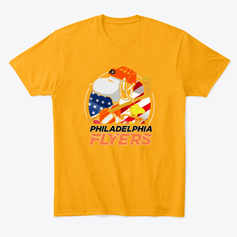 o2jb philadelphia flyers snoopy and woodstock nhl classic t shirt 2 front gold