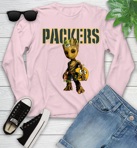 Green Bay Packers NFL Football Groot Marvel Guardians Of The Galaxy Youth Long Sleeve 10