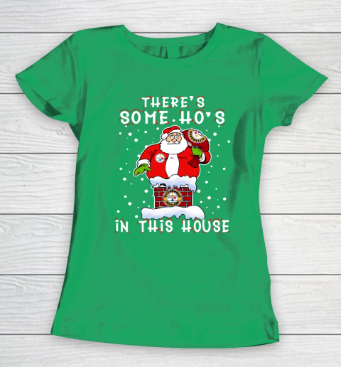 Pittsburgh Steelers Christmas There Is Some Hos In This House Santa Stuck In The Chimney NFL Women's T-Shirt 5