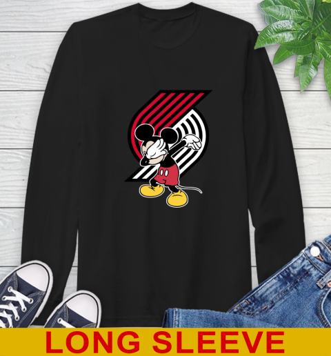 Portland Trail Blazers NBA Basketball Dabbing Mickey Disney Sports Long Sleeve T-Shirt 2