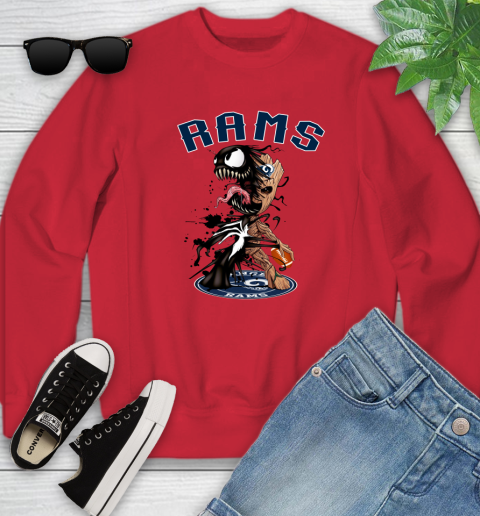 NFL Los Angeles Rams Football Venom Groot Guardians Of The Galaxy Youth Sweatshirt 9