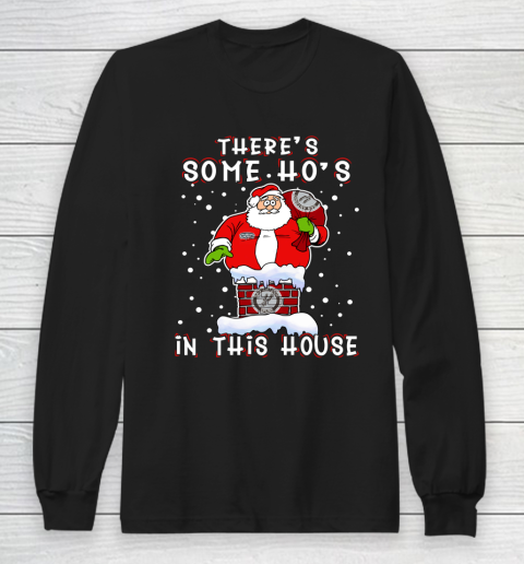 San Antonio Spurs Christmas There Is Some Hos In This House Santa Stuck In The Chimney NBA Long Sleeve T-Shirt