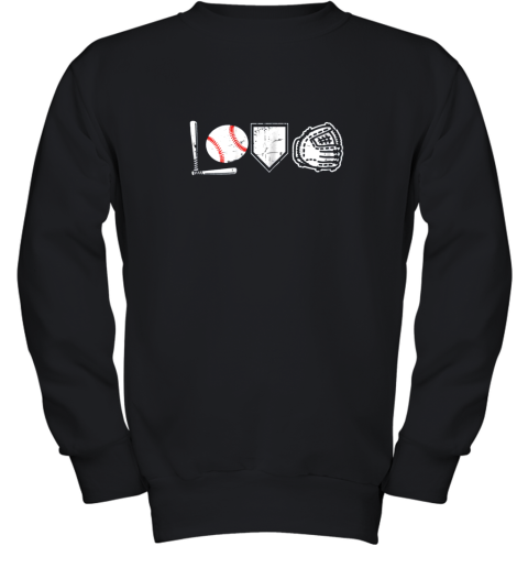 I Love Baseball Baseball Heart Youth Sweatshirt