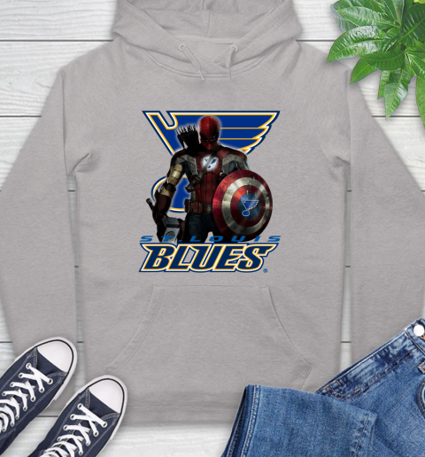 NHL Captain America Thor Spider Man Hawkeye Avengers Endgame Hockey St.Louis Blues Hoodie 12
