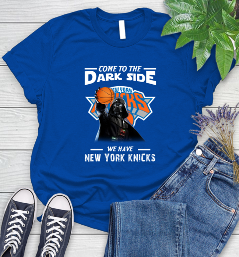 NBA Come To The Dark Side We Have New York Knicks Star Wars Darth Vader Basketball Women's T-Shirt 12