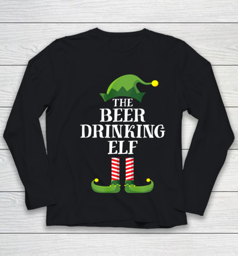 Beer Drinking Elf Matching Family Group Christmas Party PJ Youth Long Sleeve