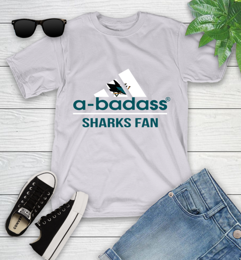 NHL A Badass San Jose Sharks Fan Adidas Hockey Sports Youth T-Shirt 4