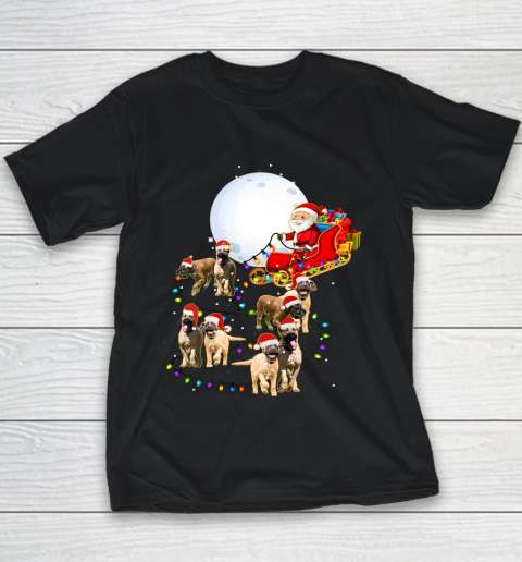 English Mastiff Christmas Reindeer Christmas Lights Pajama Youth T-Shirt