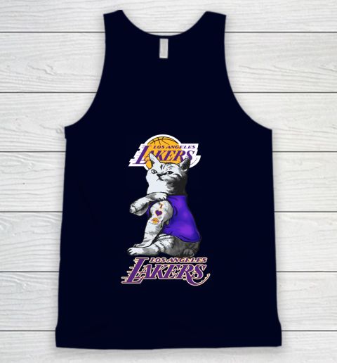 NBA Basketball My Cat Loves Los Angeles Lakers Tank Top 2