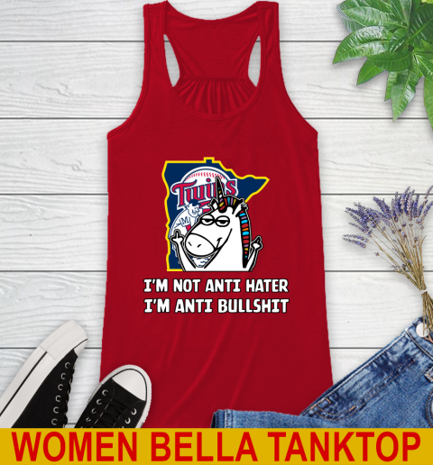 Minnesota Twins MLB Baseball Unicorn I'm Not Anti Hater I'm Anti Bullshit Racerback Tank 6