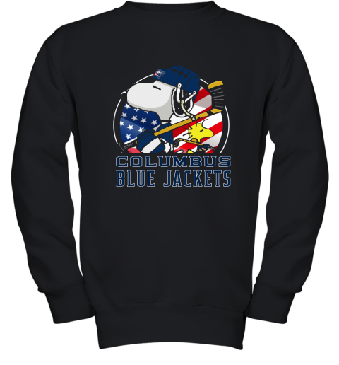 Columbus Blue Jackets Ice Hockey Snoopy And Woodstock NHL Youth Sweatshirt