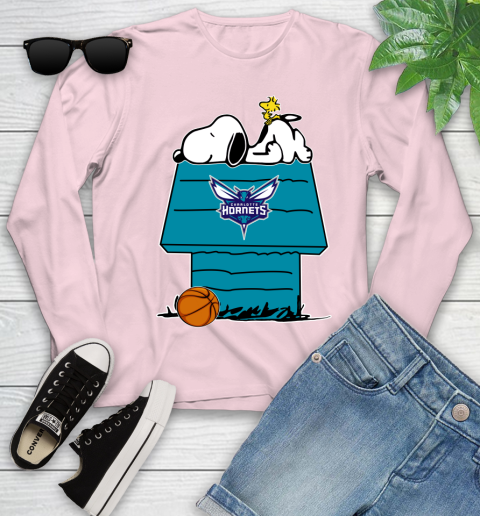 Charlotte Hornets NBA Basketball Snoopy Woodstock The Peanuts Movie Youth Long Sleeve 10