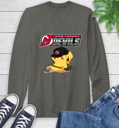 NHL Pikachu Hockey Sports New Jersey Devils Long Sleeve T-Shirt 8