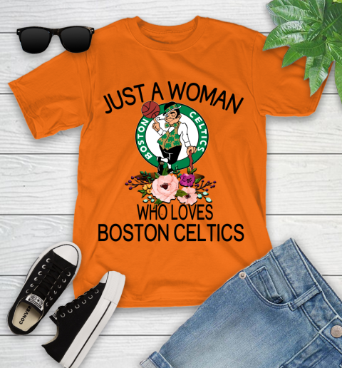 NBA Just A Woman Who Loves Boston Celtics Basketball Sports Youth T-Shirt 4