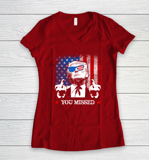 You Missed Trump 2024 US American Flag Women's V-Neck T-Shirt 6