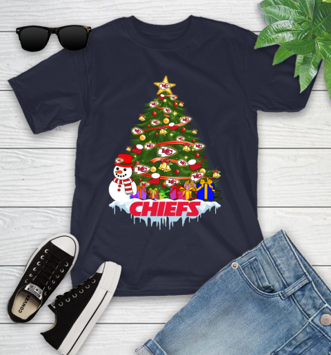 Kansas City Chiefs Merry Christmas NFL Football Sports Youth T-Shirt 3