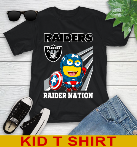 NFL Football Oakland Raiders Captain America Marvel Avengers Minion Shirt Youth T-Shirt