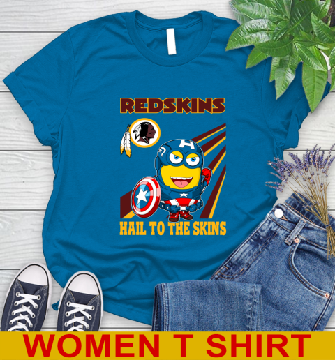 NFL Football Washington Redskins Captain America Marvel Avengers Minion Hail To The Skín Shirt Women's T-Shirt 8