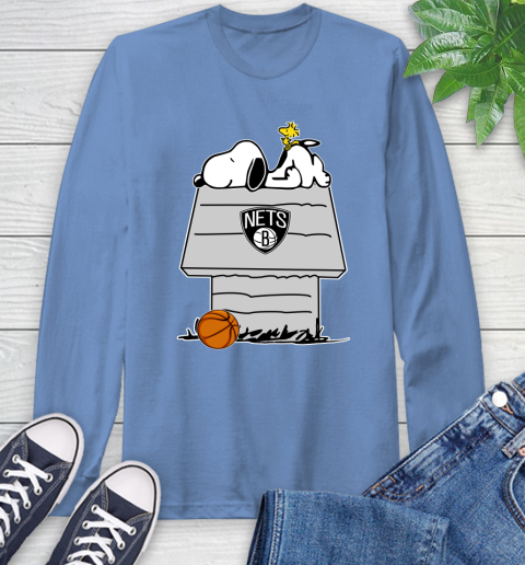 Brooklyn Nets NBA Basketball Snoopy Woodstock The Peanuts Movie Long Sleeve T-Shirt 11