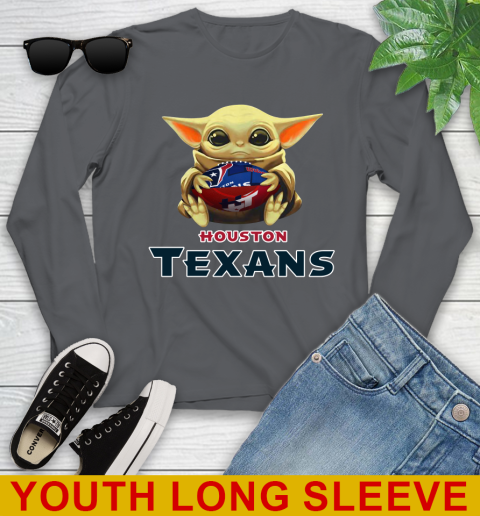 NFL Football Houston Texans Baby Yoda Star Wars Shirt Youth Long Sleeve 9