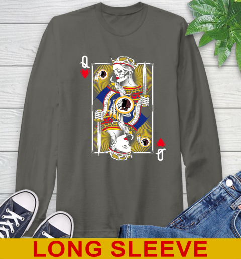 NFL Football Washington Redskins The Queen Of Hearts Card Shirt Long Sleeve T-Shirt 10