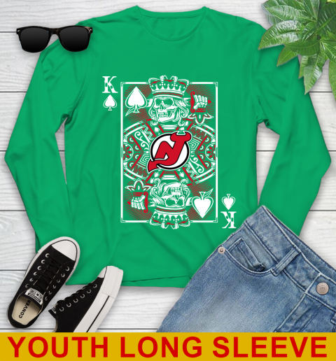 New Jersey Devils NHL Hockey The King Of Spades Death Cards Shirt Youth Long Sleeve 7