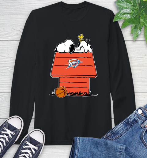 Oklahoma City Thunder NBA Basketball Snoopy Woodstock The Peanuts Movie Long Sleeve T-Shirt 2